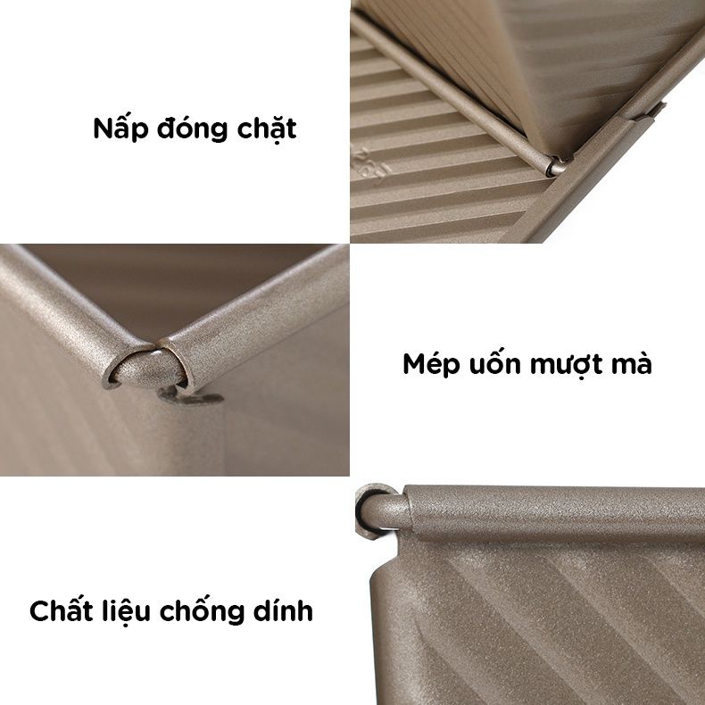 Khuôn nướng bánh mì chống dính 450g có nắp FSLDZ-225