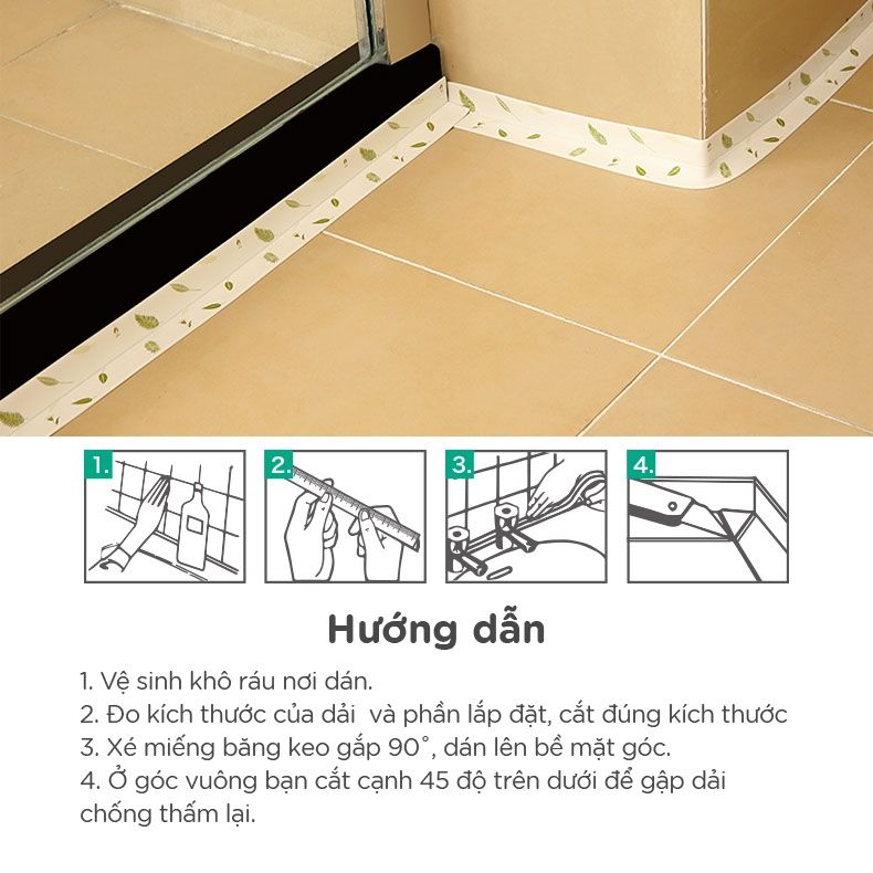 Băng dán chống nước, chống nấm mốc loại hoa văn lá cây FSLJY-248
