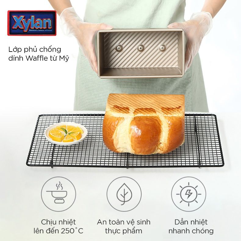 Khuôn nướng bánh mì chống dính 450g có nắp FSLDZ-225