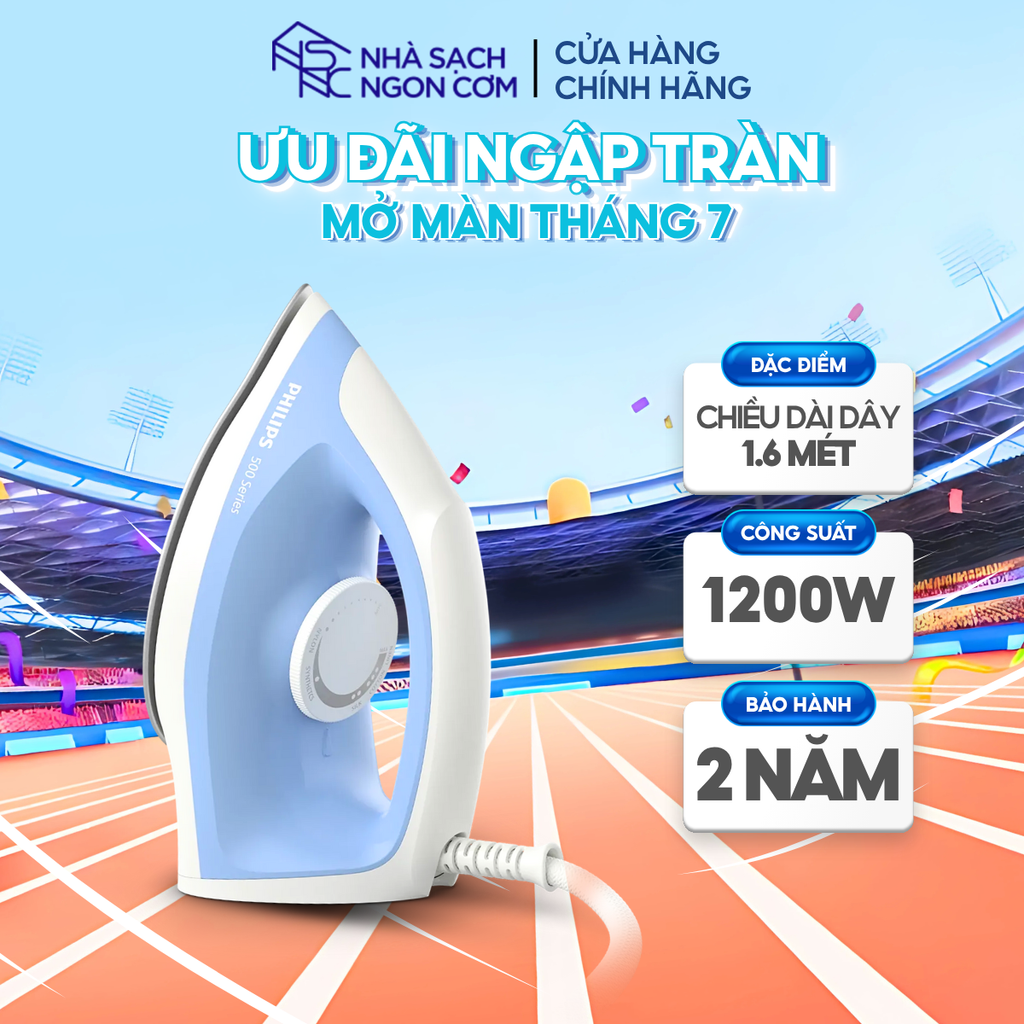 Bàn ủi khô Philips DST0520/20 Xanh dương