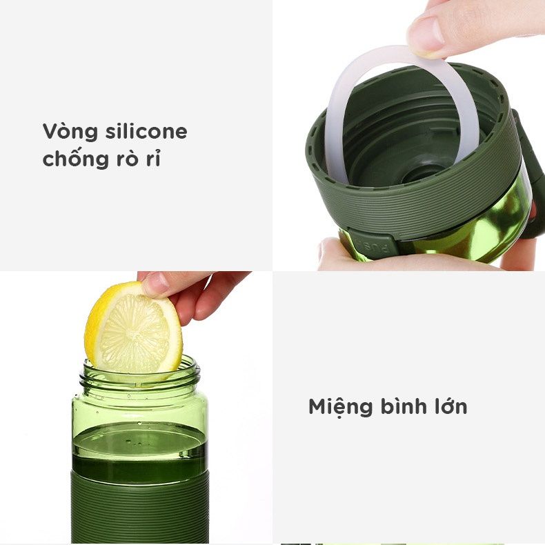 Bình nước thể thao kèm ống hút FSLSH-141C-142C