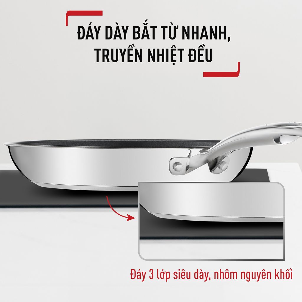 Chảo chiên inox chống dính Titanium Tefal Duetto Plus
