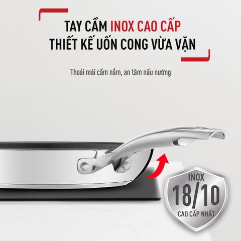 Chảo chiên inox chống dính Titanium Tefal Duetto Plus