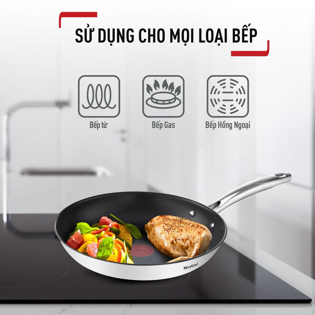 Chảo chiên inox chống dính Titanium Tefal Duetto Plus