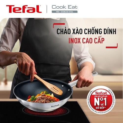 Chảo xào inox chống dính Titanium Tefal Cook Eat 28cm
