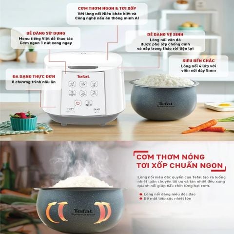 Nồi cơm điện tử 1.8L TEFAL Easy Rice RK733168