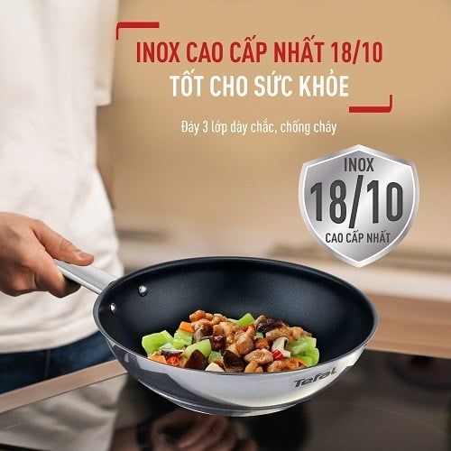 Chảo xào inox chống dính Titanium Tefal Cook Eat 28cm