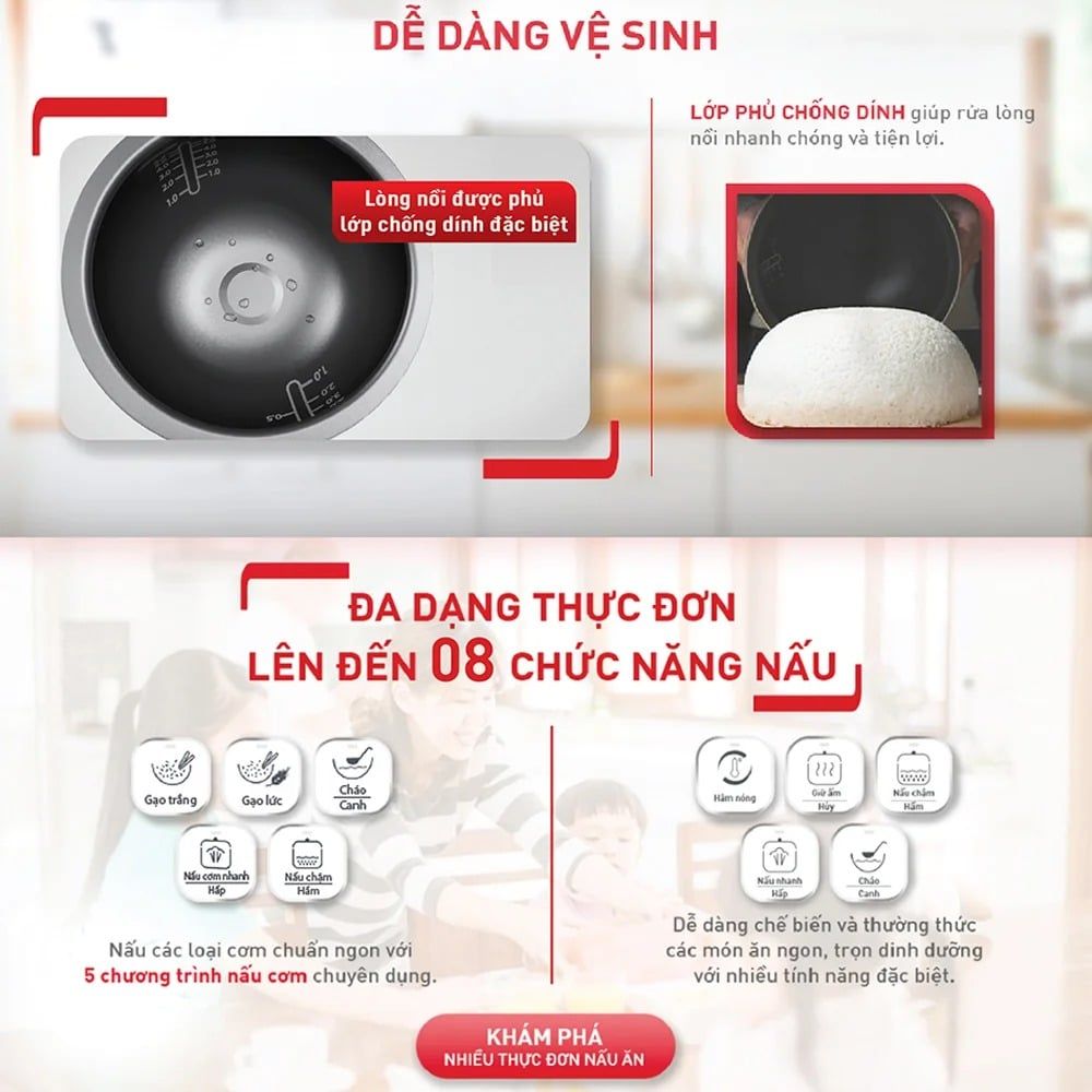 Nồi cơm điện tử 1.8L TEFAL Easy Rice RK733168