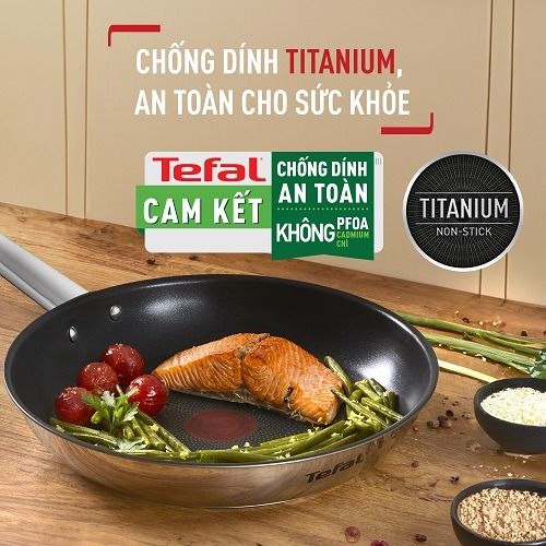 Chảo xào inox chống dính Titanium Tefal Cook Eat 28cm