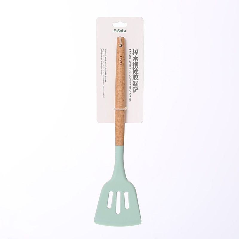 Bộ đồ dùng nấu Silicon ăn tay cầm gỗ FSLSH-121