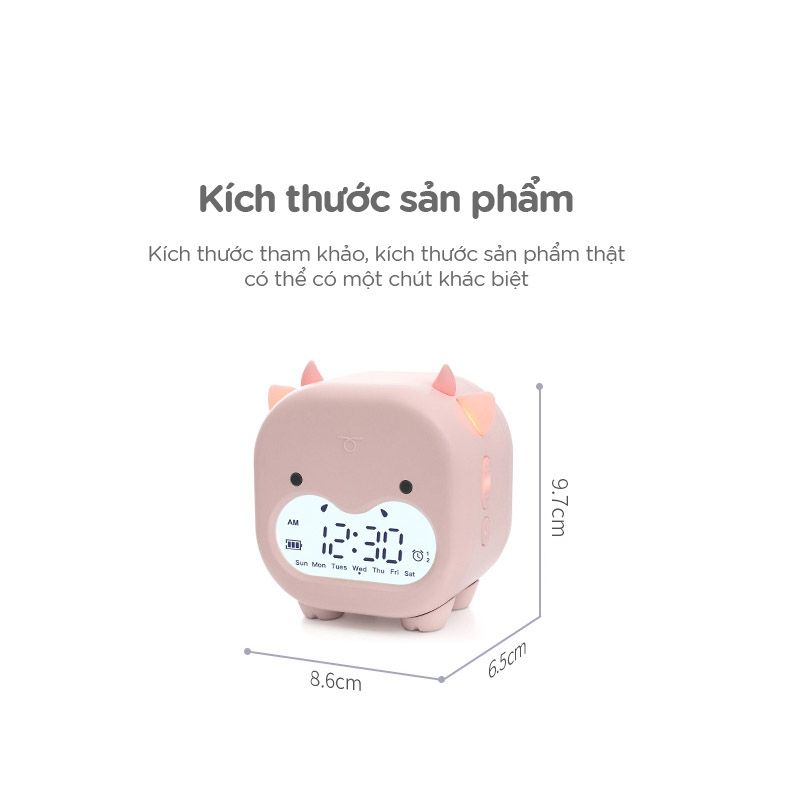 Đồng hồ báo thức hình bò ngố Dada hồng phấn FSLDZ-504
