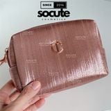  Túi Đựng Mỹ Phẩm Charlotte Tilbury Nhũ Hồng Logo Vàng 14x11x5cm 