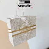  Túi giấy Dior Vuông To 27x23x11.5cm - Họa Tiết Vàng Limited 2024 + Ruy Băng 