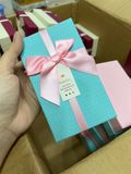  Hộp Quà Tặng 14,5x8,5x5cm Xanh Nơ Hồng 