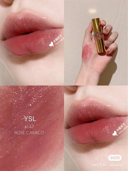  Tester - Son YSL Rouge Volupte Shine Oil-In-Stick 147 Rose Caraco Fullbox 