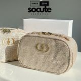  Túi Cói Dior Christmas Nhũ Kim Tuyến 2025 17x10x7cm 