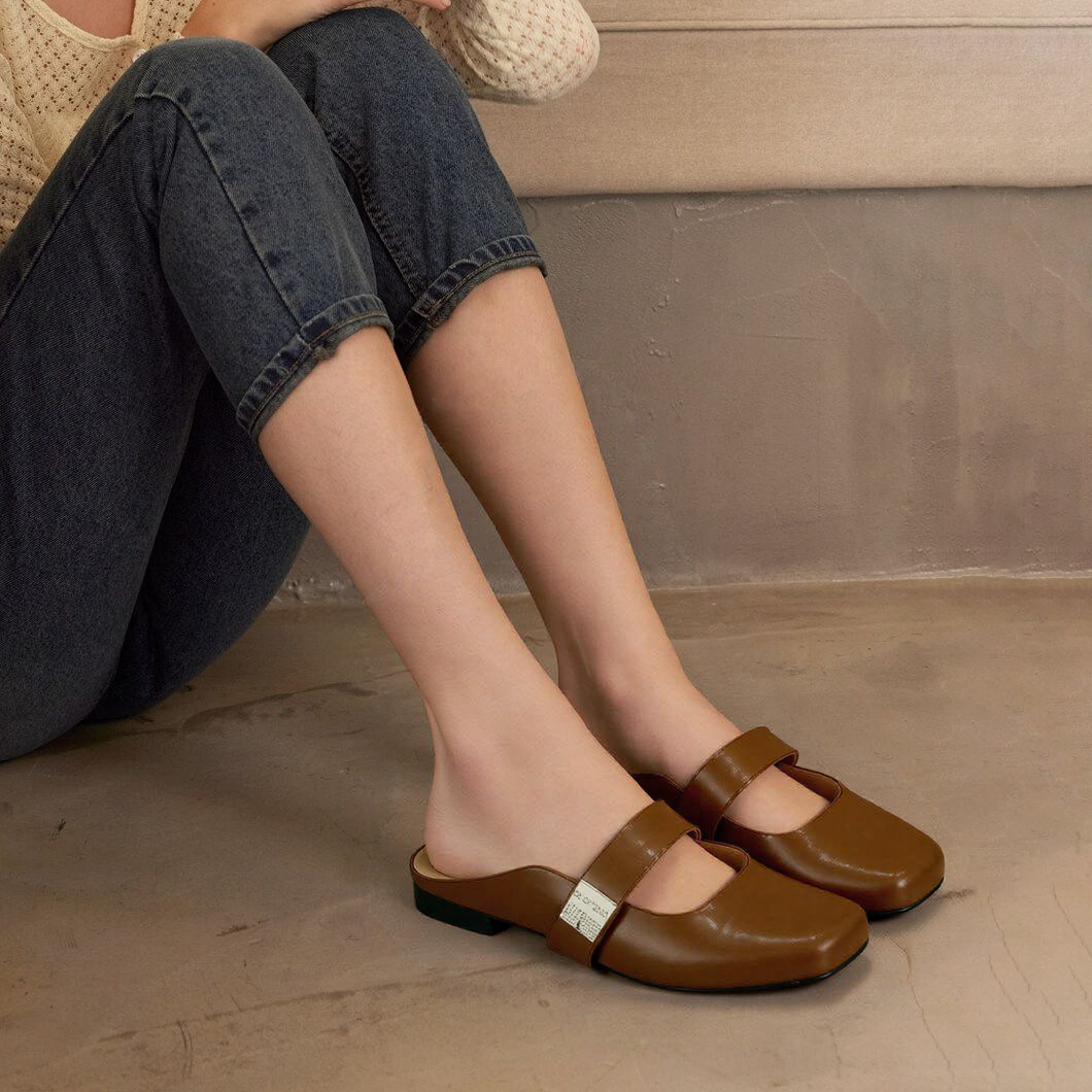  Dép sục nữ mũi vuông phối quai ngang MT312 