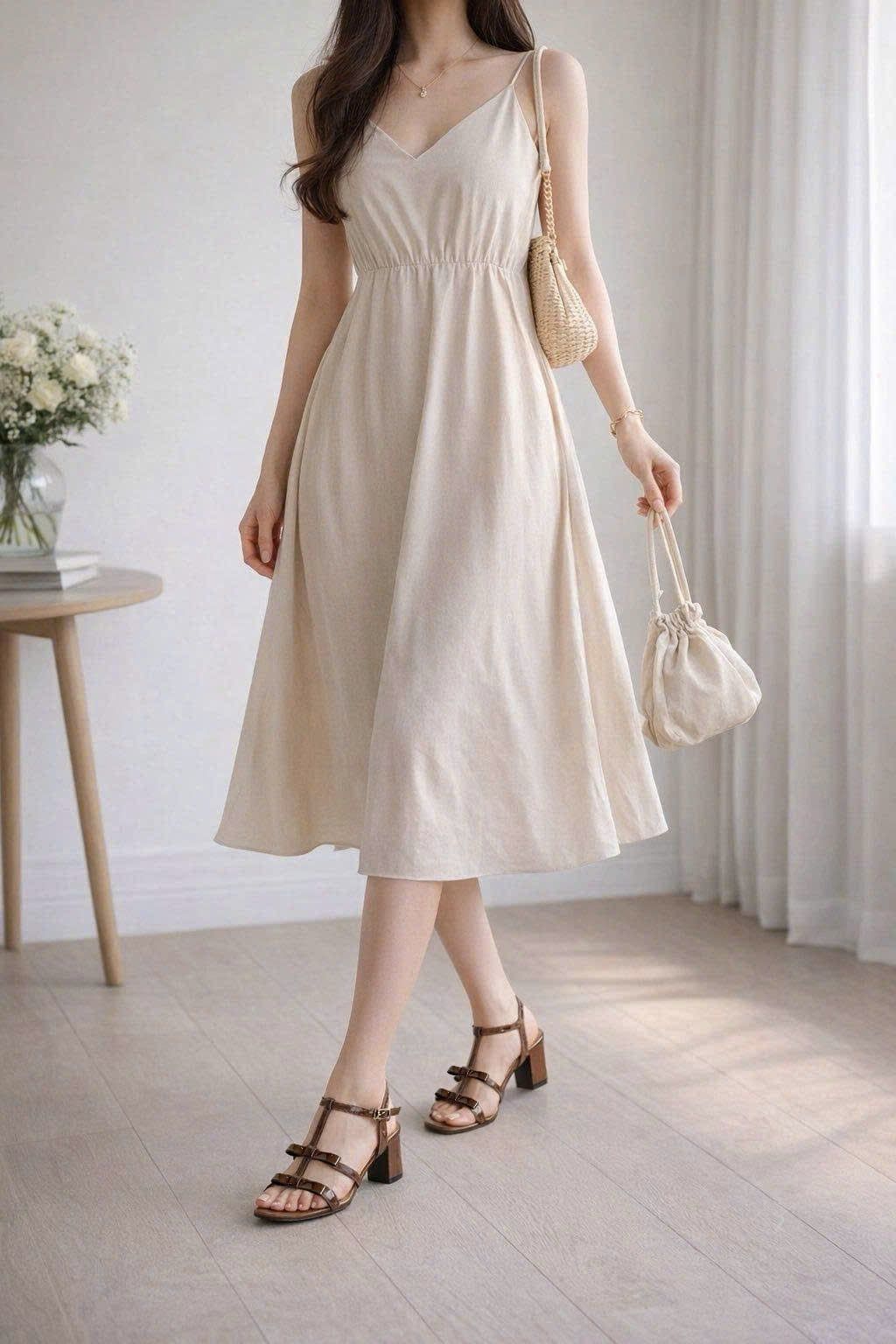  Giày sandal quai nơ, gót trụ 5cm MT2531 