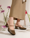  Giày sandal sục mũi vuông, quai mảnh gót cao 5cm MT3292 