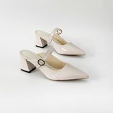  Guốc sục mũi nhọn quai phối khóa tròn - đế trụ 5cm MT341 