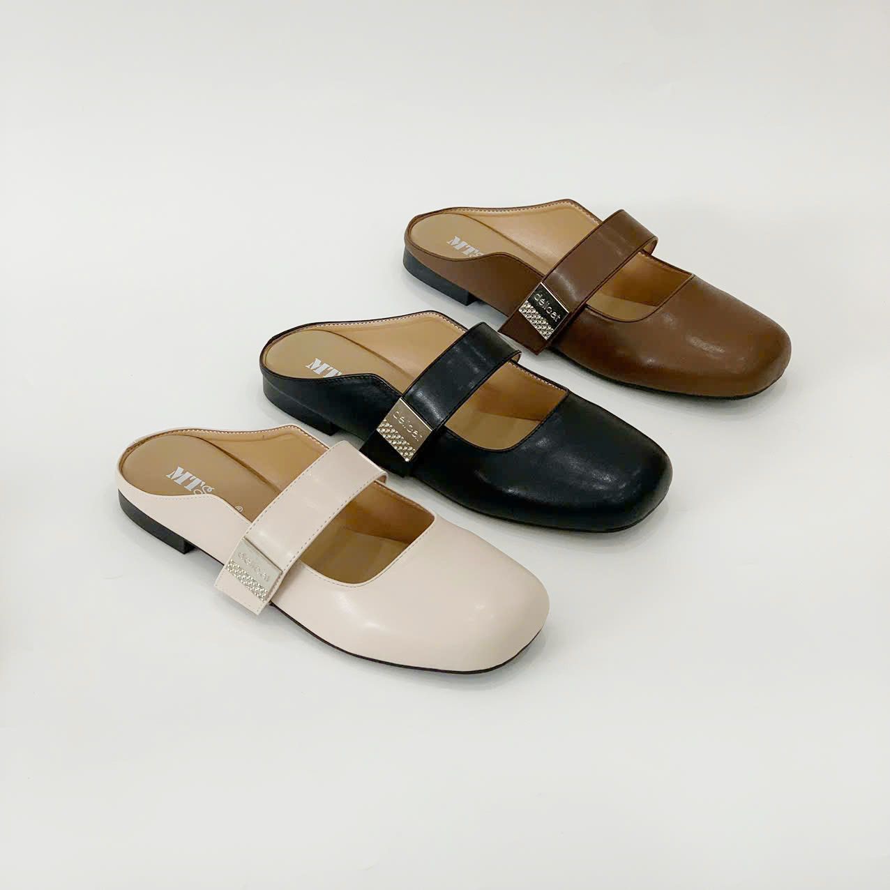  Dép sục nữ mũi vuông phối quai ngang MT312 