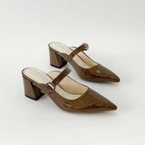  Guốc sục mũi nhọn quai phối khóa tròn - đế trụ 5cm MT341 