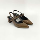  Giày sandal xẻ  tim bít mũi hở gót trụ 5cm 1005 