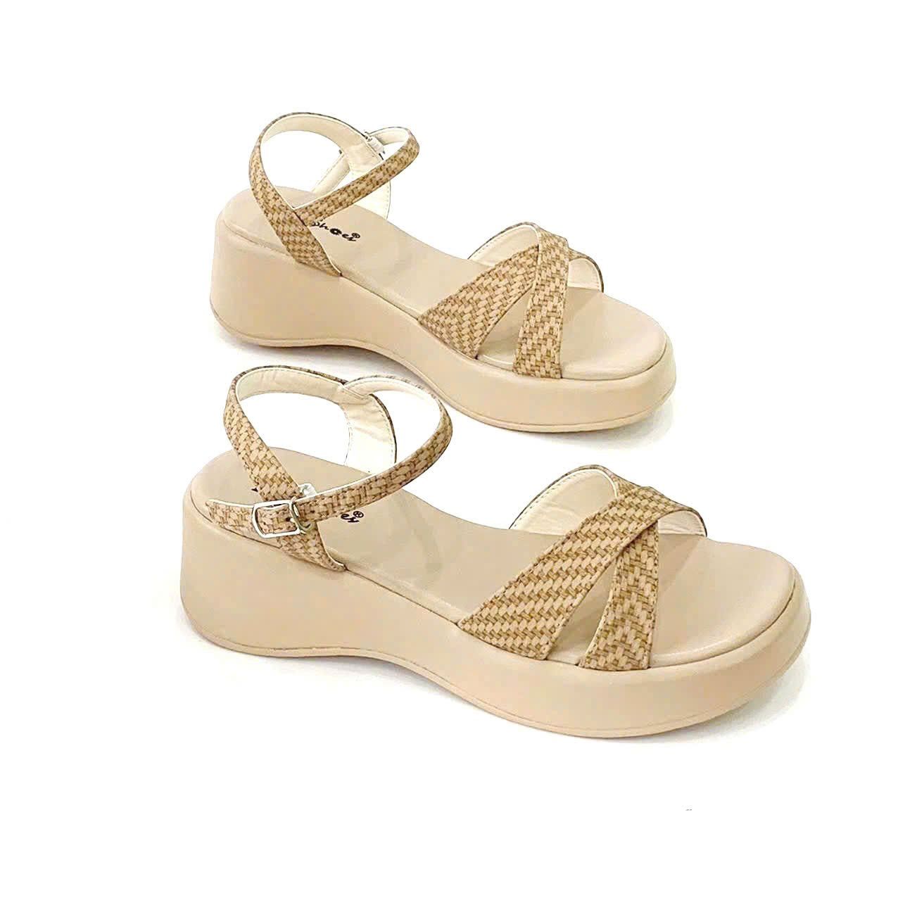  Sandal bánh mì nữ quai chéo đế 5cm 111 