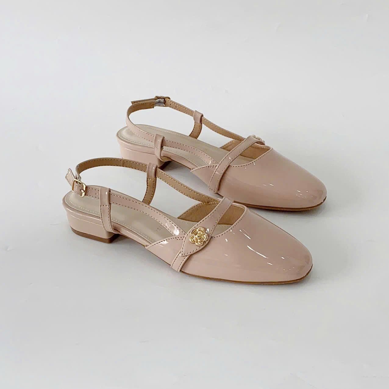  Giày sandal mũi vuông slingback cao cấp thanh lịch gót cao 2cm MT2504 