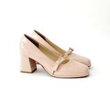  Giày công sở mũi vuông gót trụ 7cm phối quai nơ xinh MT3297 