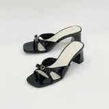  Guốc nữ mũi vuông nơ đính đá hình trái tim MT2529 