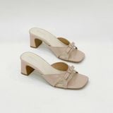  Guốc nữ mũi vuông nơ đính đá hình trái tim MT2529 