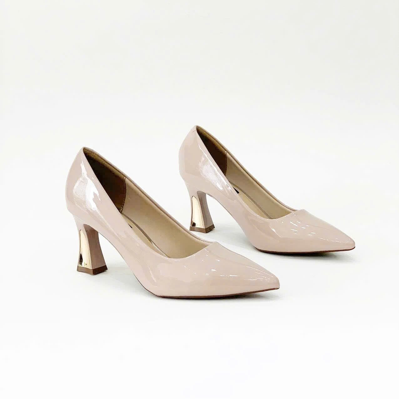  Giày cao gót mũi nhọn gót ốp đồng 7cm MT218 