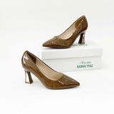  Giày cao gót mũi nhọn gót ốp đồng 7cm MT218 