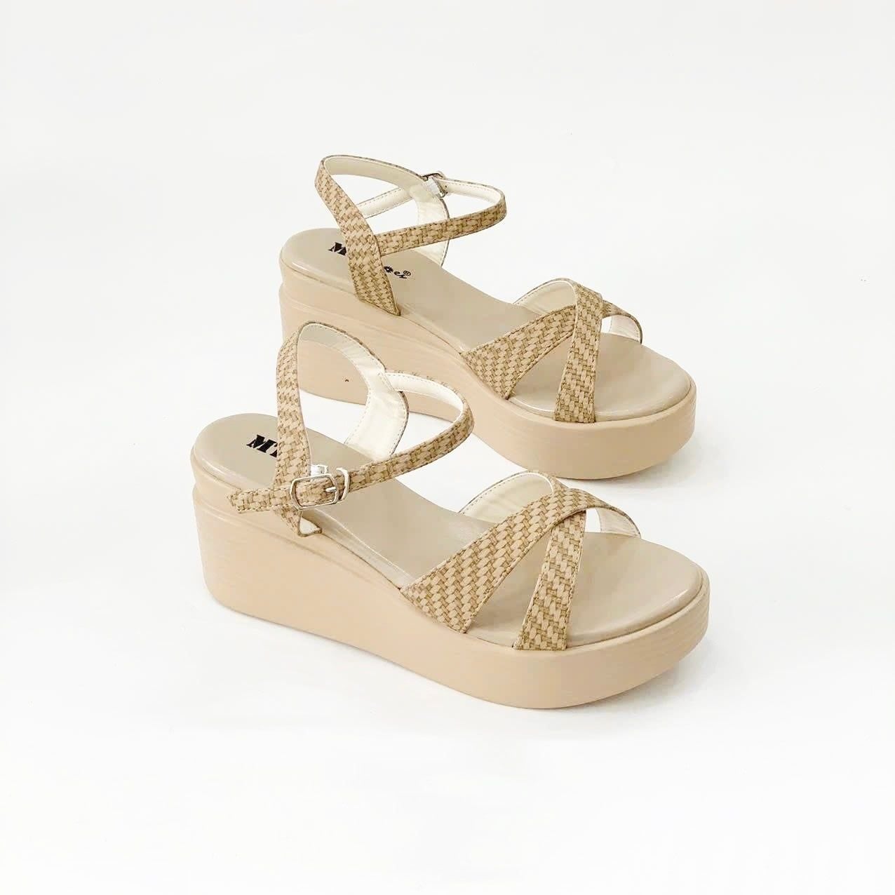  Giày sandal quai chéo đế xuồng 8cm MT112 