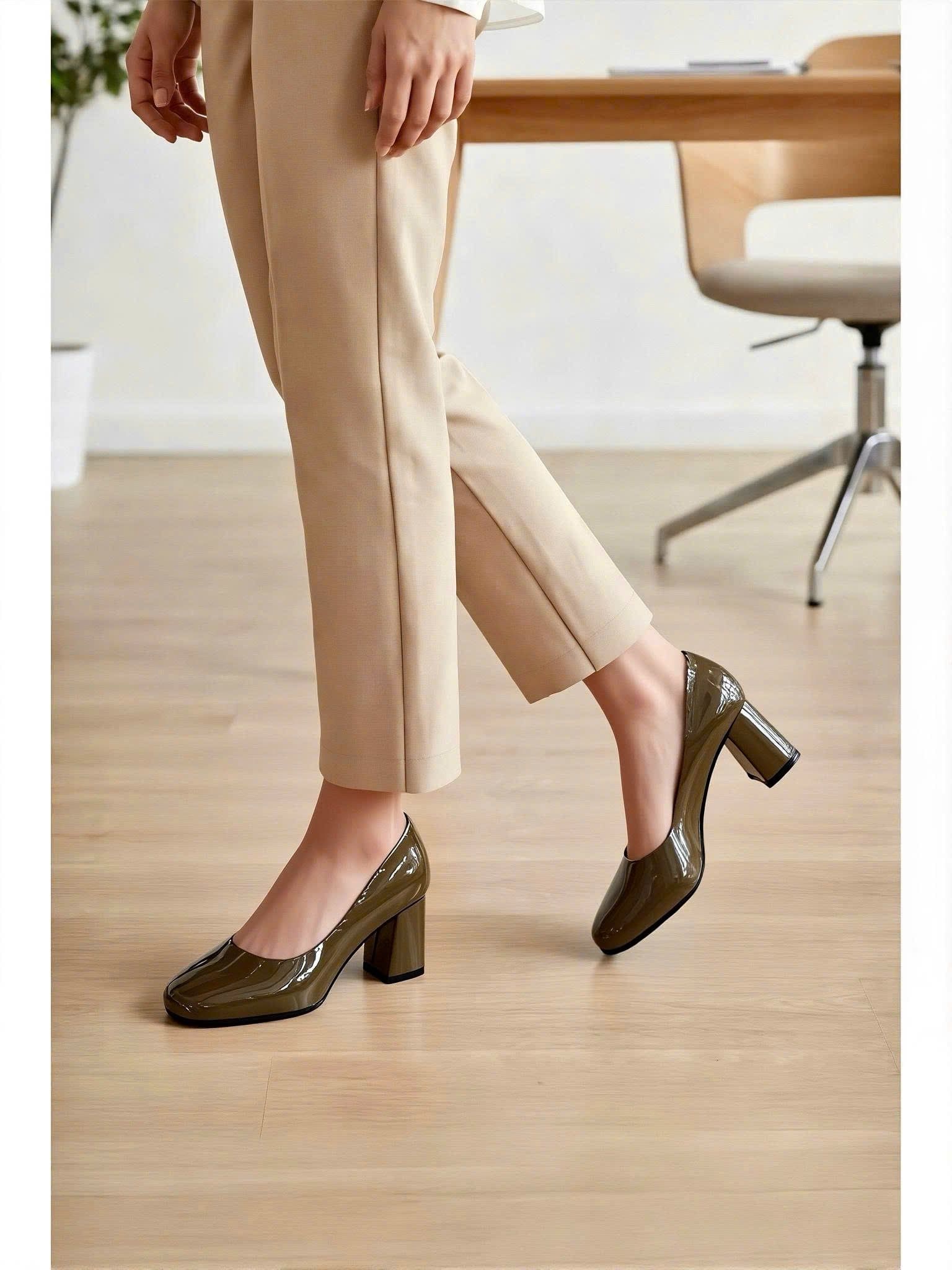  Giày cao gót nữ mũi tròn gót trụ 6cm MT3386 