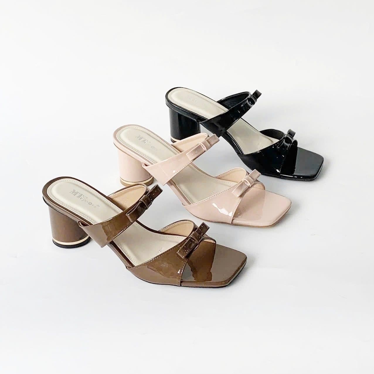  Guốc nữ 2 quai nơ, gót tròn 5cm MT2532 