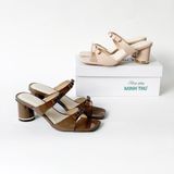  Guốc nữ 2 quai nơ, gót tròn 5cm MT2532 