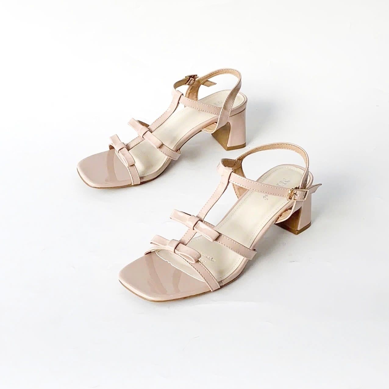  Giày sandal quai nơ, gót trụ 5cm MT2531 