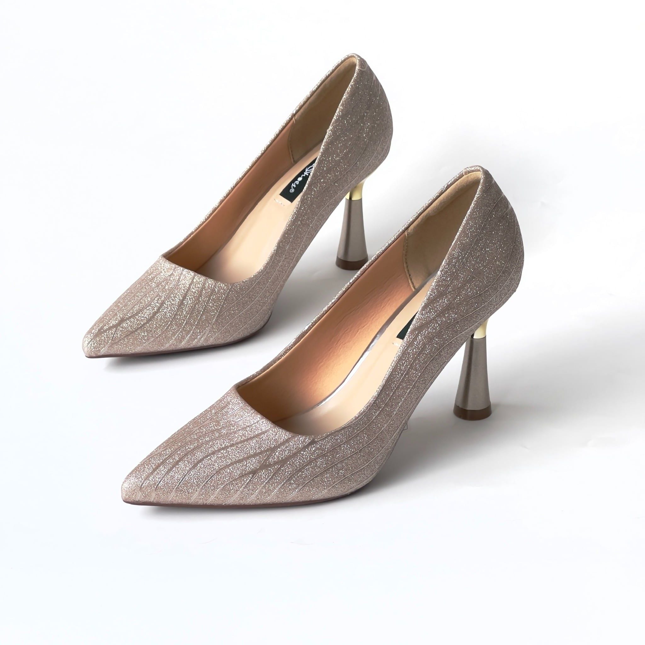  Giày cao gót kháng nước mũi nhọn, gót 7cm ốp đồng MT411 