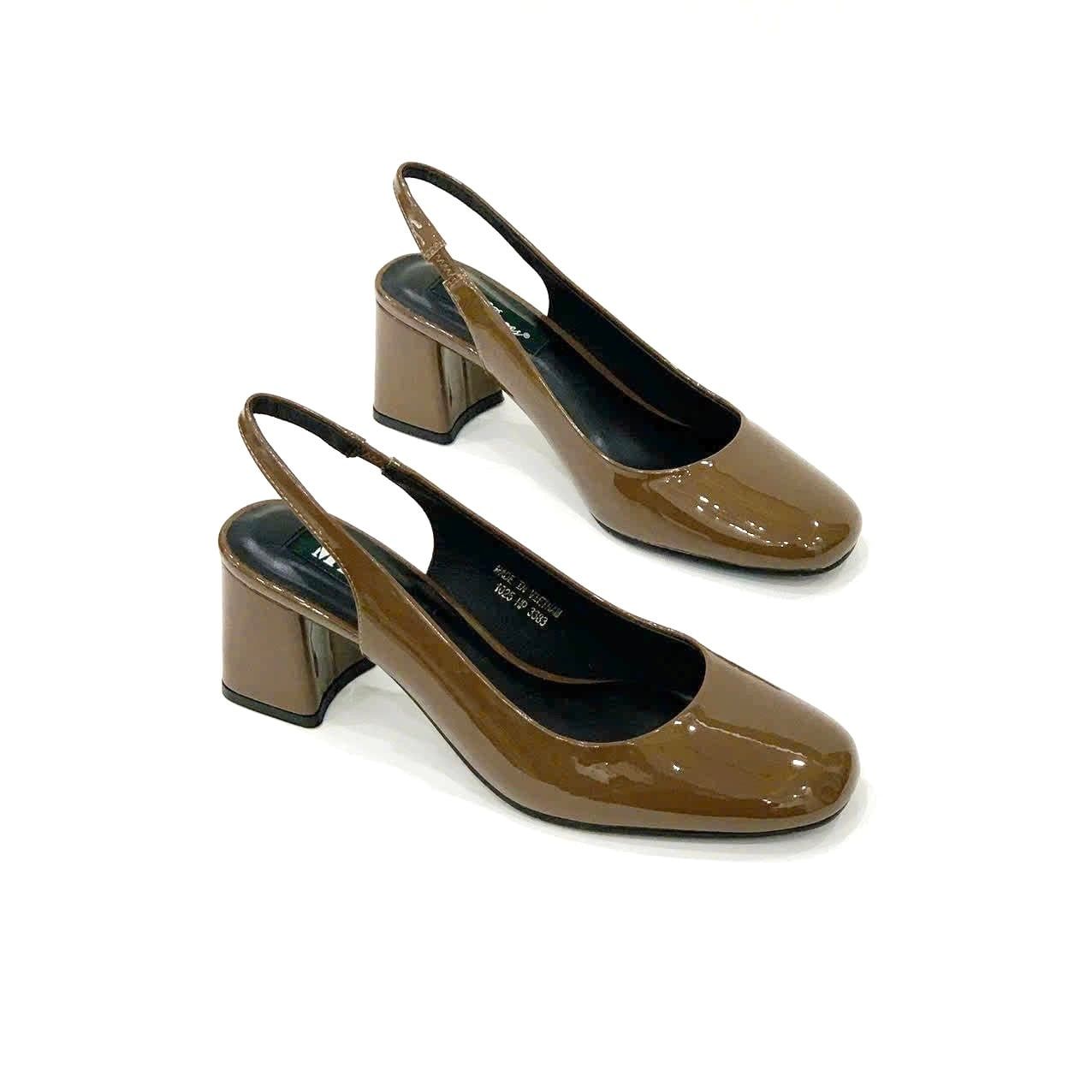  Giày sandal mũi tròn quai thun cho giãn gót trụ 7cm MT3383 