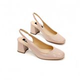  Giày sandal mũi tròn quai thun cho giãn gót trụ 7cm MT3383 