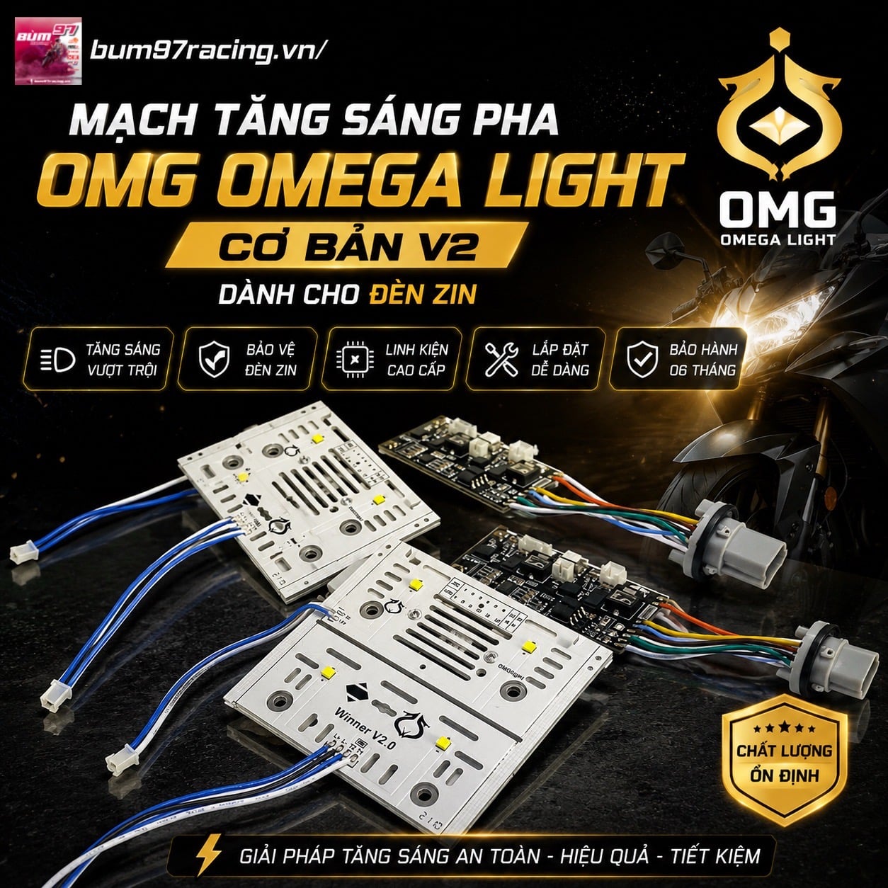 MẠCH TĂNG SÁNG PHA ĐÈN ZIN OMG OMEGA LIGHT CƠ BẢN V2