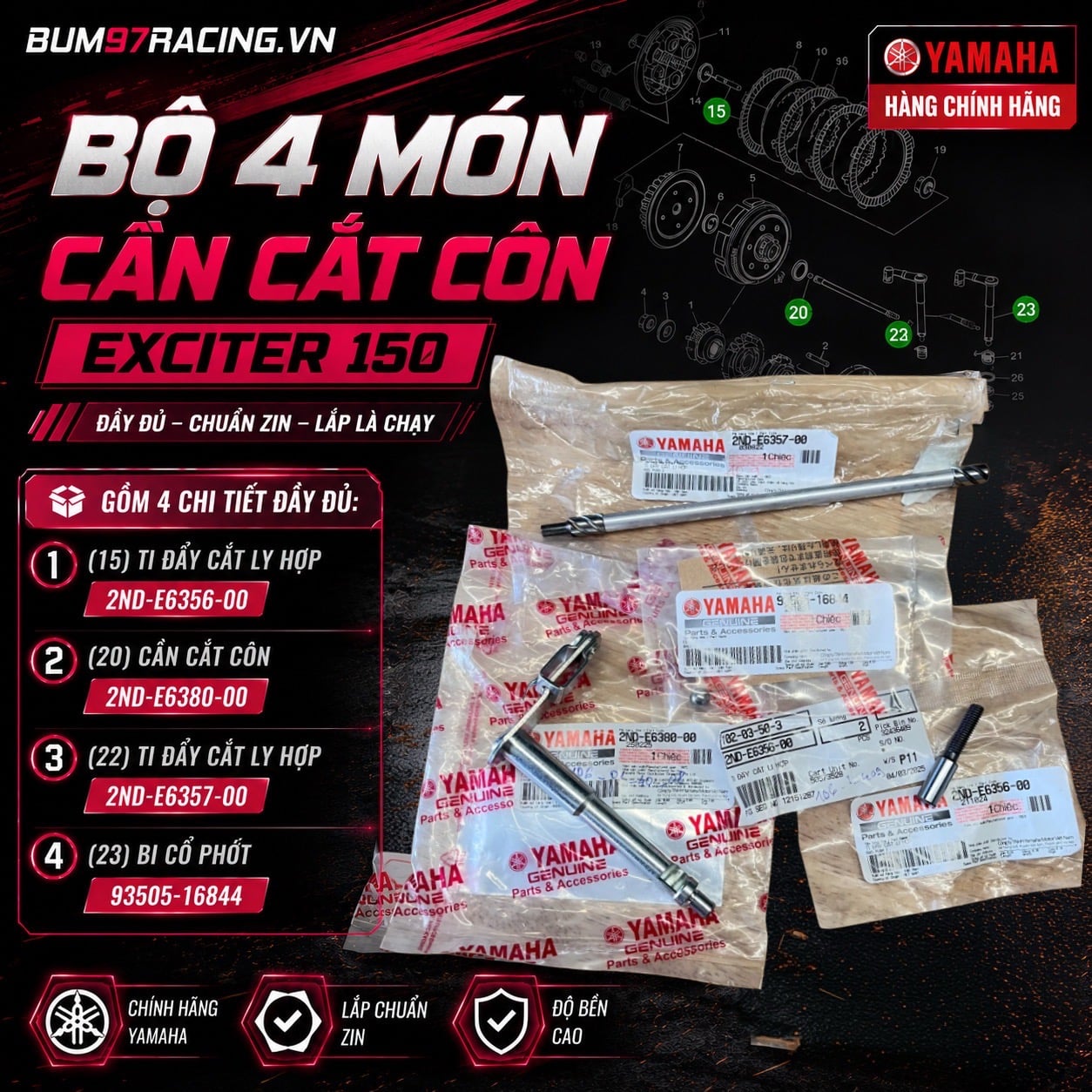 Bộ 4 Món Cần Cắt Côn EXCITER 150 (15) (20) (22) (23)