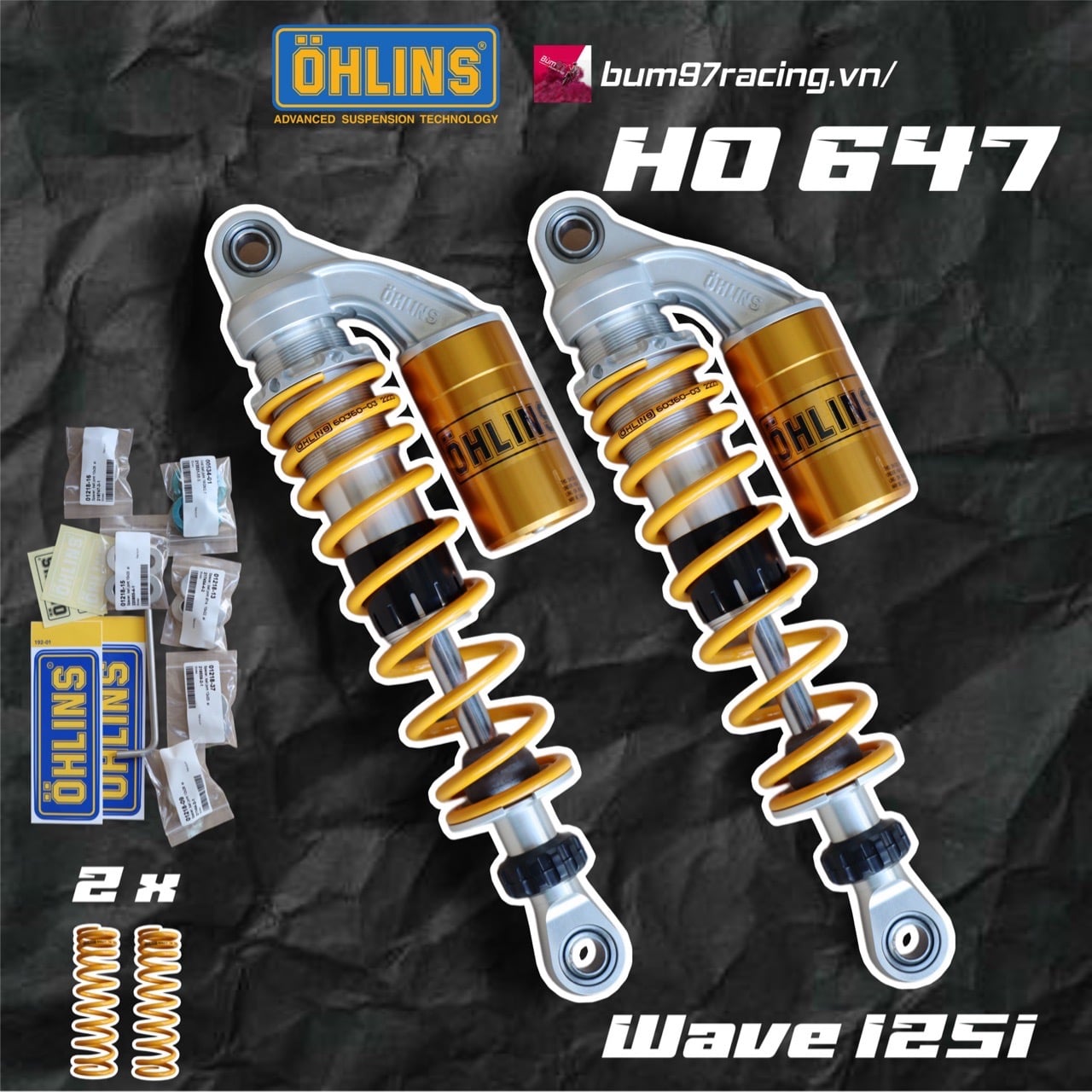 Ohlins Honda Wave 125i – HO647 Bình Dầu Liền