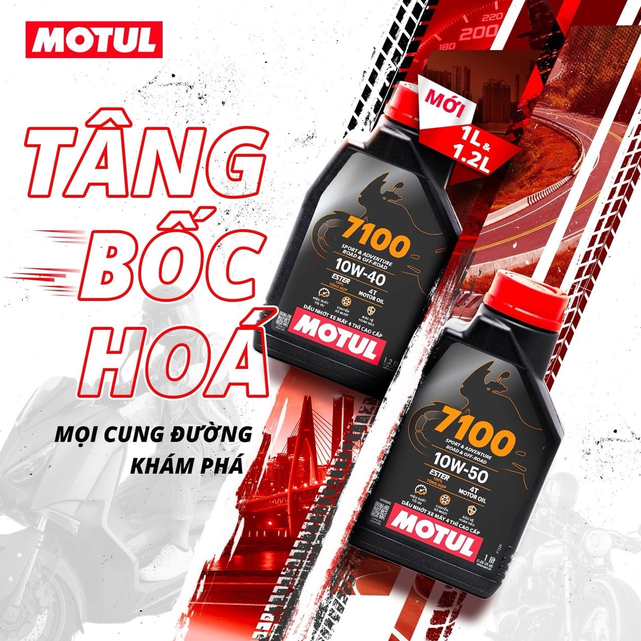 Nhớt Motul 7100 10w50 4T 100% Tổng Hợp