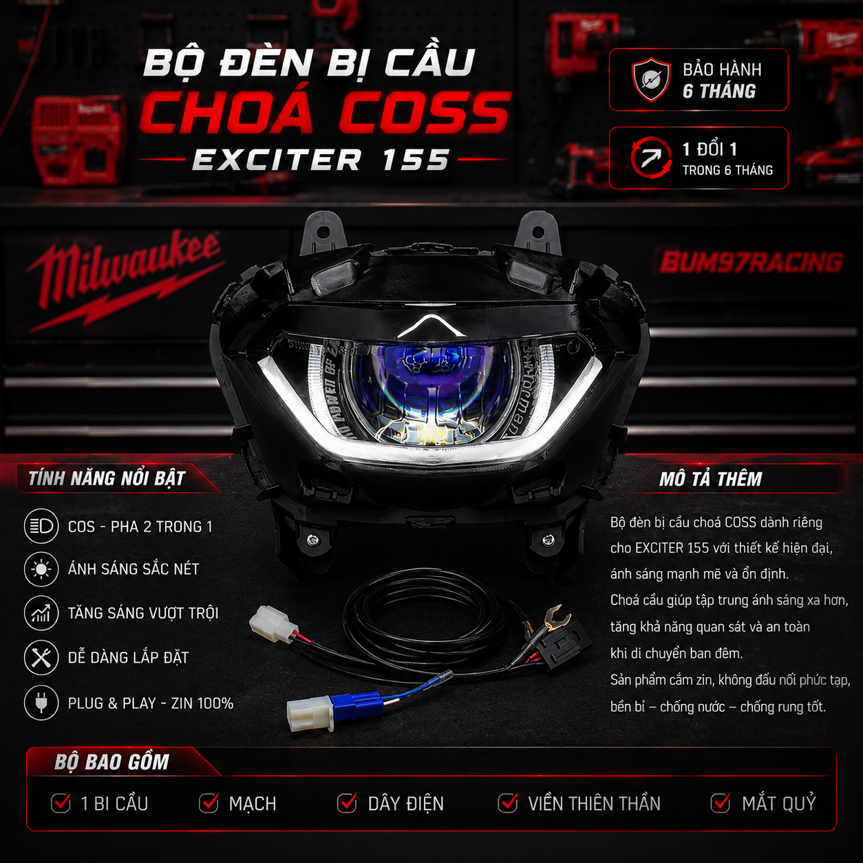 BI CẦU  EXCITER 155VVA [ CHƯA BAO GỒM BI LED ]