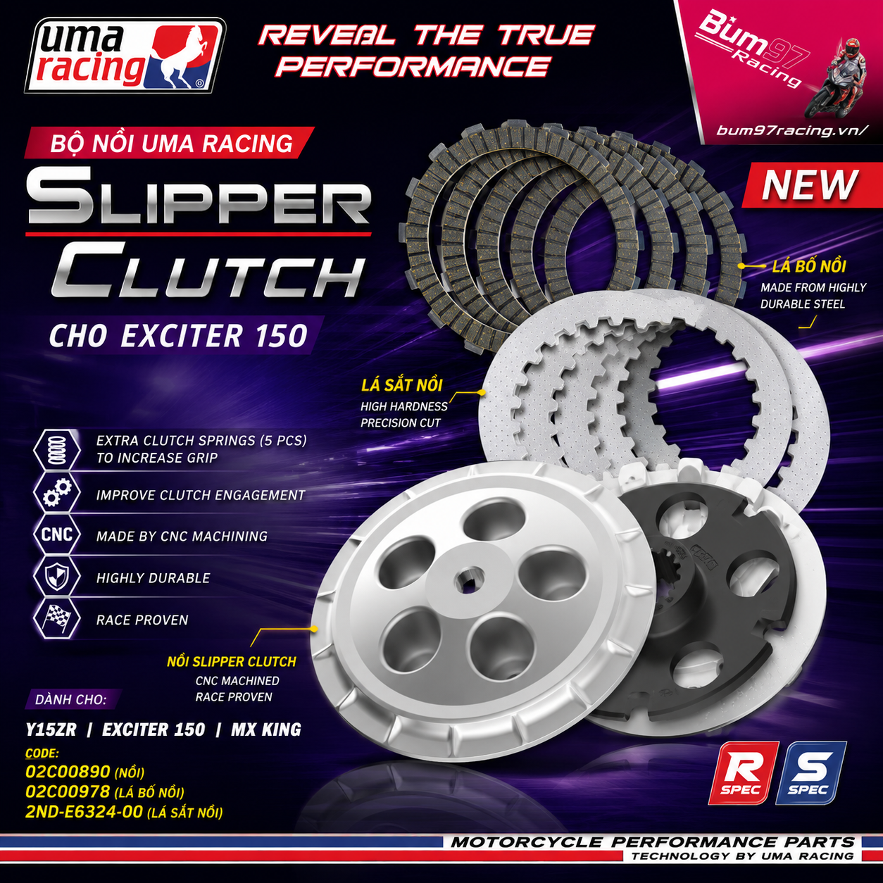 NỒI UMA RACING SLIPPER CLUTCH CHỐNG TRƯỢT CHO Y15ZR/EX150/EX155