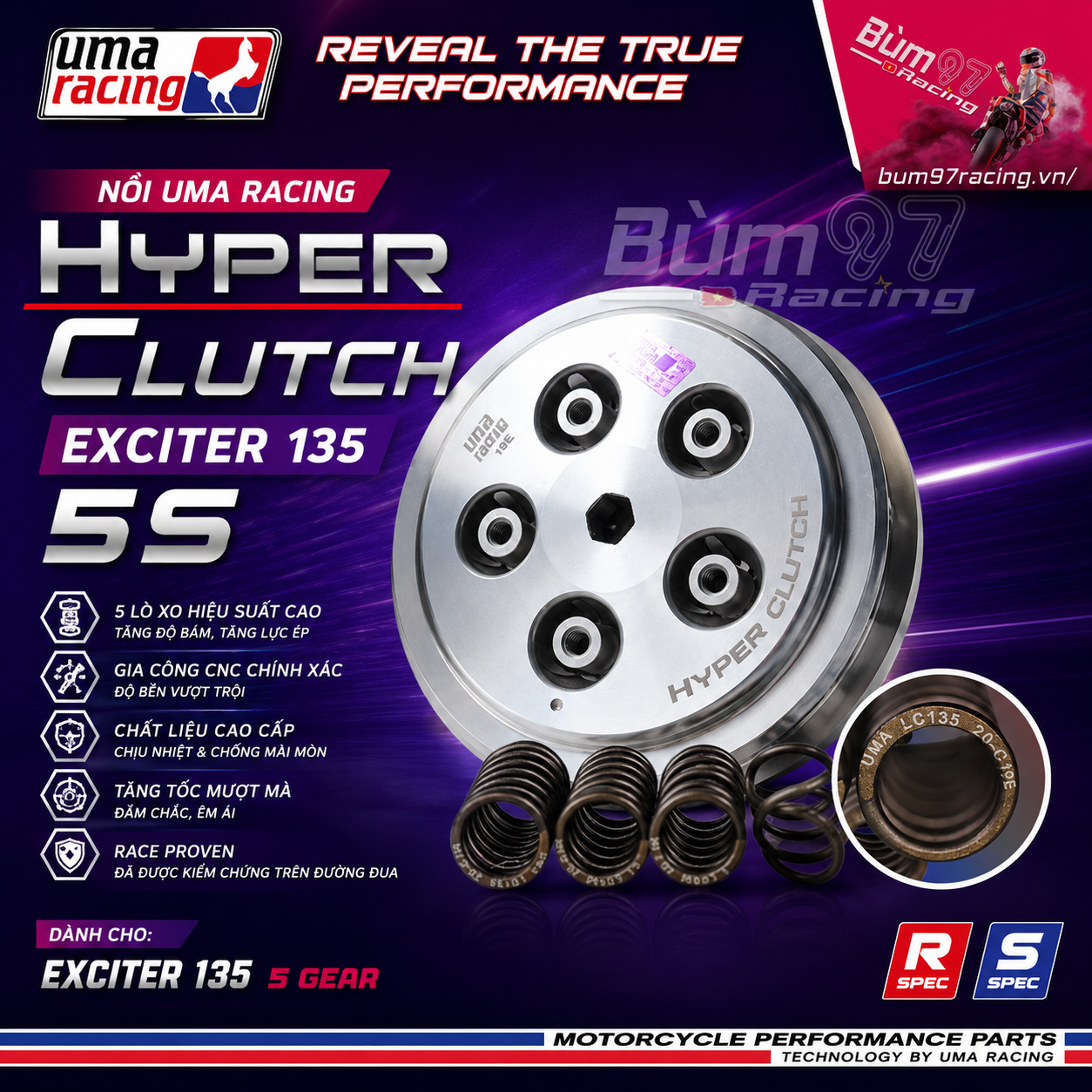 Nồi Exciter 135 5S Uma Racing Chính Hãng