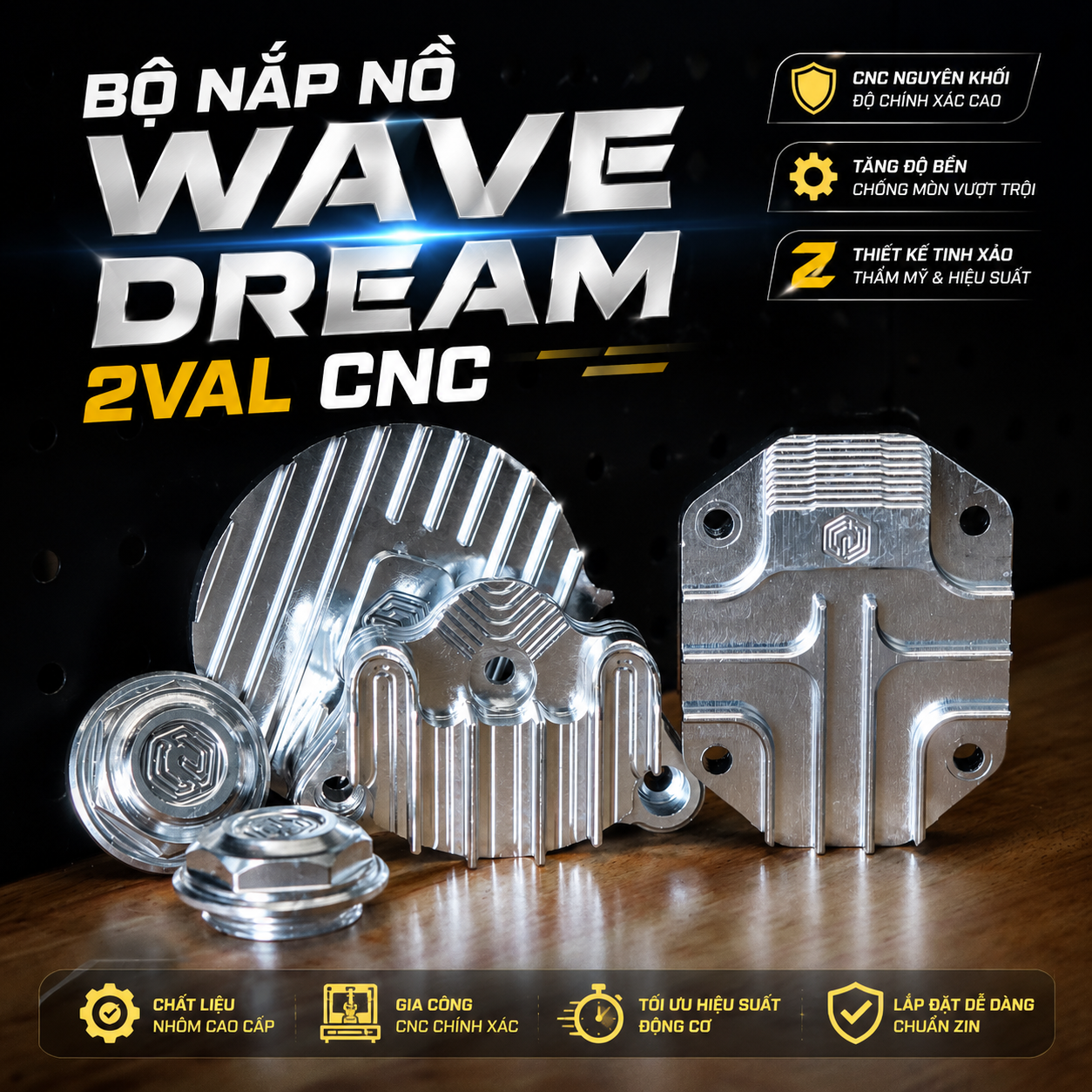 Bộ Nắp Đầu CNC Cho WAVE DREAM 2VAL